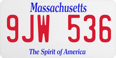 MA license plate 9JW536