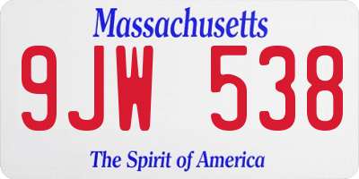 MA license plate 9JW538