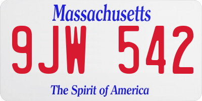 MA license plate 9JW542