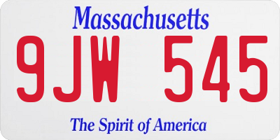MA license plate 9JW545