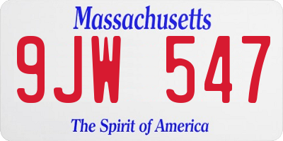 MA license plate 9JW547