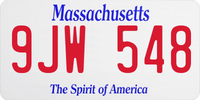 MA license plate 9JW548