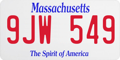 MA license plate 9JW549