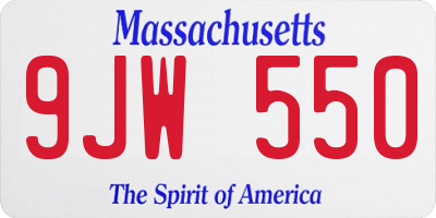 MA license plate 9JW550
