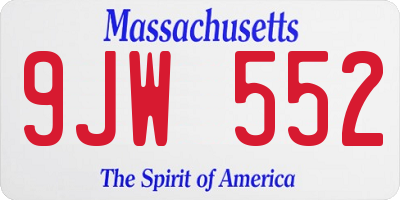 MA license plate 9JW552