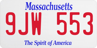 MA license plate 9JW553