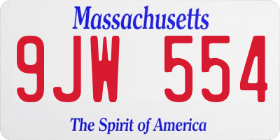 MA license plate 9JW554
