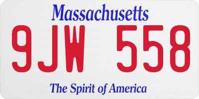 MA license plate 9JW558