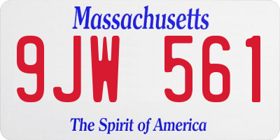 MA license plate 9JW561