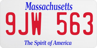 MA license plate 9JW563
