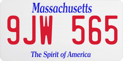MA license plate 9JW565