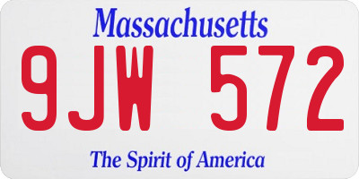 MA license plate 9JW572