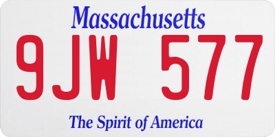 MA license plate 9JW577
