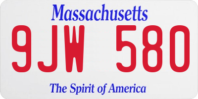MA license plate 9JW580