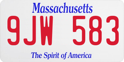 MA license plate 9JW583