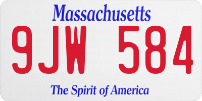 MA license plate 9JW584