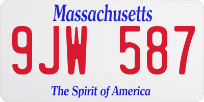 MA license plate 9JW587