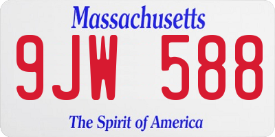 MA license plate 9JW588