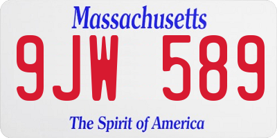 MA license plate 9JW589