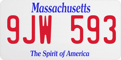 MA license plate 9JW593