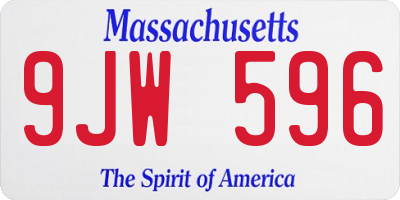 MA license plate 9JW596