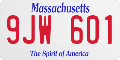 MA license plate 9JW601
