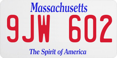 MA license plate 9JW602