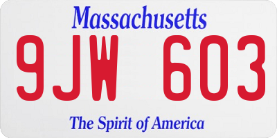 MA license plate 9JW603