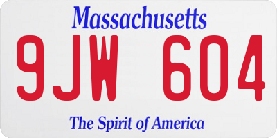 MA license plate 9JW604