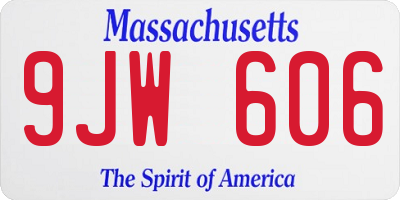 MA license plate 9JW606