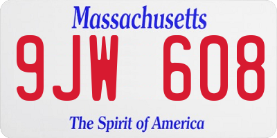 MA license plate 9JW608