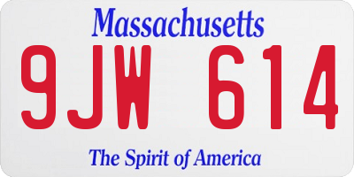 MA license plate 9JW614