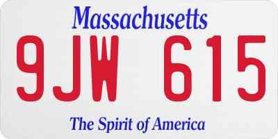 MA license plate 9JW615
