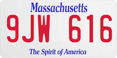 MA license plate 9JW616