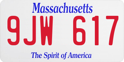 MA license plate 9JW617