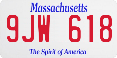 MA license plate 9JW618