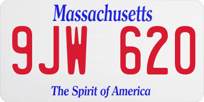 MA license plate 9JW620