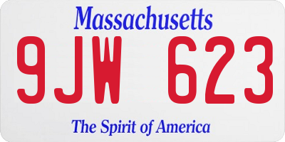 MA license plate 9JW623