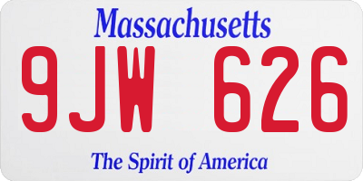 MA license plate 9JW626