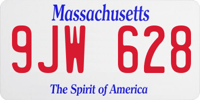 MA license plate 9JW628