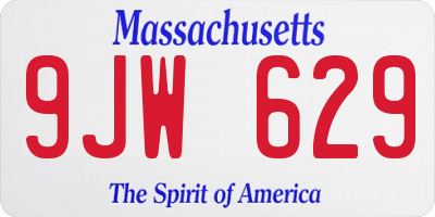MA license plate 9JW629