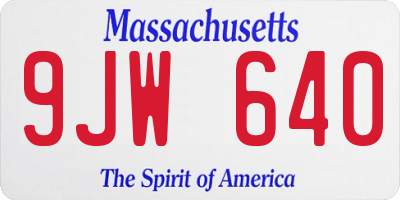MA license plate 9JW640