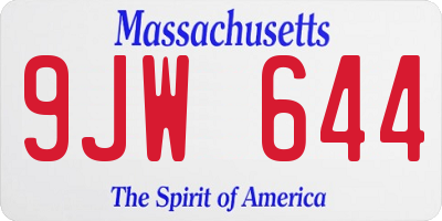 MA license plate 9JW644
