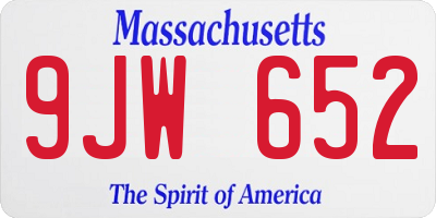MA license plate 9JW652