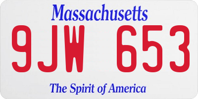 MA license plate 9JW653