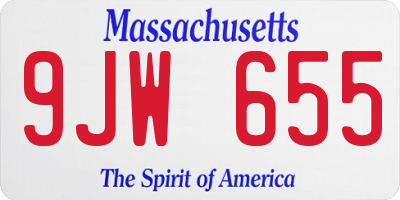 MA license plate 9JW655