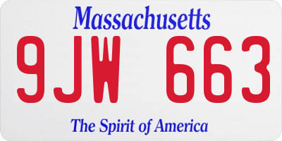 MA license plate 9JW663