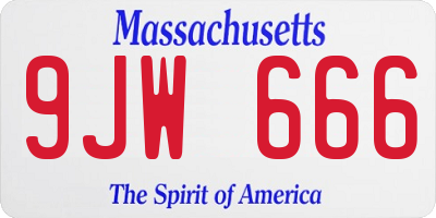 MA license plate 9JW666