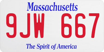 MA license plate 9JW667