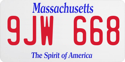 MA license plate 9JW668